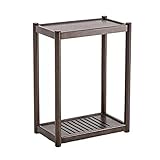 Druckerständer Druckerständer, 2-stöckiger Küchenwagen mit Rädern, Beistelltisch aus Holz mit Lagerregal, Mehrzweck-CPU-Druckerregal for Zuhause oder Büro, Braun Schreibtisch Organizer (Size : L50xD2
