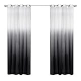 Flying Deko-Gardinen mit Ösen | Zarte Schattierte Gardinen für Schlafzimmer Kinderzimmer Wohnzimmer Küche | Schöne Zimmerdeko aus Voile Tüllstoff 2 Stück 145 x 250 cm schwarz