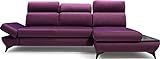 Ecksofa Schlafsofa mit Bettkasten - Sofa Couch Ecksofa mit Schlaffunktion Bettfunktion L-Form mit Ottomane - Rechts - Violett
