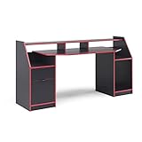 Vicco Computertisch Joel PC-Tisch Gamingtisch Schreibtisch Gamertisch Schwarz Rot 180 x 90 cm