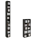 CD DVD Regal Chart Ständer Aufbewahrung in dunkler Betonoptik Holzoptik mit 10 Fächern für bis zu 160 CDs, 20x186,5 cm (Breite x Höhe)