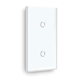 BSEED Touch Lichtschalter 1 Fach 1 Weg mit 1 Fach 1 Weg Wandschalter mit Glasscheibe 3-500W Berührungssensor EU Standard Wandlichtschalter 157mm - weiß
