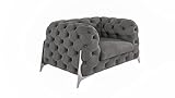 S-Style Möbel Rocky Sessel Stuhl Wohnzimmer Chesterfield Loungesessel Clubsessel Polstersessel Cocktailsessel Wartezimmer Einzelsessel Möbel Sofa Sessel & Stühle Lounge Grau 130x100x73 cm