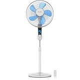 Brandson - Standventilator DC Silent mit Fernbedienung + LED Display - 24 Geschwindigkeiten - Oszillation 80° - mobiler Lüfter - Ventilator sehr leise - Höhe verstellbar - Weiss - Generalüberholt