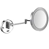 Wandmontierter Sensorspiegel, Make-up-Rasierspiegel, LED-beleuchteter Luxus-Badezimmerspiegel for Hotel-Waschtisch mit verstellbarer ausziehbarer 20,3 cm (20,3 cm) 5-facher Vergrößerung, UK-Stecker (