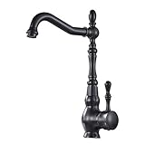 Suguword Schwarz Antikes Retro Einhebelmischer Bad Wasserhahn Waschtisch Armatur mit 360 ° schwenkbarer Auslauf Badzimmer Mischbatterie Messing Einlochmontage
