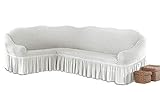 My Palace Beatrice elastischer Ecksofabezug mit Anti-rutsch Schaumstoffankern L-Form Sofahusse Eckcouch Cover Sofa Überwurf Spannbezug, Weiß