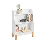 SoBuy KMB47-W Kinderregal mit 3 Fächern Bücherregal Aufbewahrungsregal für Kinder Standregal mit Massivholzbeine weiß BHT ca.: 60x80x25cm