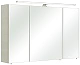 Pelipal - Amora - 110 cm - Spiegelschrank, LED Aufsatzleuchte, Eiche weiß quer NB