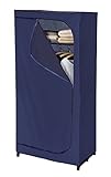 WENKO Kleiderschrank Business mit Ablage - mobile Garderobe, Faltschrank, Polyester, 75 x 160 x 50 cm, Dunkelblau