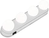 BDSMAGE Kosmetikspiegel Tragbare Lampen(Schminklicht, Spiegellampe, Make-up Lampe),Hollywood Stil Ohne Kabel 4 LED-Lampen batteriebetrieben und leistungsstarken Saugnäpfen