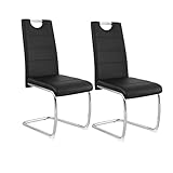 buybyroom Freischwinger Schwingstuhl 2er Set Esszimmerstühle Küchenstuhl mit Metall Freischwinger Schwingstuhl Polster-Stuhl Esszimmer, Esstisch Stuhl, Schwarz