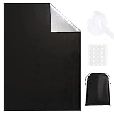 MEGYAD Verdunklungsrollo Ohne Bohren Sonnenschutz: Verdunklungsfolie für Fenster Verdunkelungsvorhang 150 * 300cm， Schwarz Tragbar Verdunkelungsstoff Mit 20 Teile Doppelseitige Klebepads, Schere