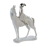 Casablanca Figur Girl on Horse 25 cm weiß Silber Mädchen auf Pferd Skulptur