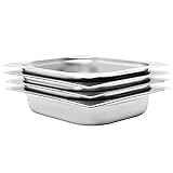 TECHPO Gastronormbehälter 4 Stück GN 1/2 65 mm Edelstahl, mit Farbe: Silber