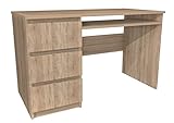 Schreibtisch Eiche Sonoma 120x60cm - Koma Schreibtisch - Moderner Schreibtisch - Schreibtisch mit Tastaturablage - Schreibtisch mit Schubladen - Schulschreibtisch - Schubladen Linke oder rechte Seite