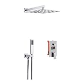 Ksunun Duschsystem, Unterputz Duscharmatur Komplettset Mit LCD-Temperaturanzeige, Duschset, Duschamaturenset Regendusche Mit 25 * 25 cm Duschkopf Regendusche Und Handbrause, Dusche Regendusche Set