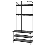 Ikea PINNIG Garderobenleiste mit Schuhaufbewahrung, 193 x 37 x 90 cm, schwarz