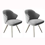 Moderner Esszimmerstuhl, 2er-Set, Metallbeine, Küchenstuhl, Samtsitz und Rückenlehnen für Büro, Esszimmer, Küche, Schlafzimmer (Color : Grey)