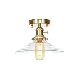 OQHAIR Japanische Glasschirm-Deckenleuchte, moderne Messing-Deckenleuchte für Unterputzmontage, Innen-Badezimmer-Deckenleuchte, Deckenleuchte für Zuhause, Küche, Badezimmer