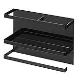 xzmnxzzme Multifunktionales Kühlschrank-Gewürzregal, magnetisches Organizer-Regal mit Papierhandtuch, Halterung, stanzfreie Küche, Kühlschrank-Organizer-Regal