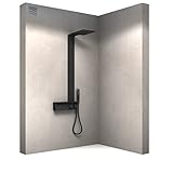 Duschsystem NT038 Pro mit Thermostat aus Edelstahl - Schwarz Matt