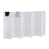 Relaxdays Paravent Raumteiler, HxB: 170 x 320 cm, Faltbarer Raumtrenner, 8-teiliger Sichtschutz, Holz & Papierseil, weiß