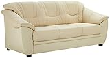 Cavadore 3-Sitzer Savana / 3er Ledersofa mit Federkern im klassischen Design / 198 x 90 x 90 / Echtleder Weiß