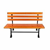 ZFG Edelstahl-Kunststoff-Holzbank-Rückenstuhl, Innenhof, Garten, Platz, Außenbank, Park, Freizeitstuhl, 145 x 55 x 77 cm