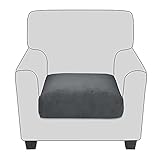 HUANXA Samt-Stretch-Sofa-Sitzkissenbezug, Dehnbar, Verdickt, Sofa-Couch-Schonbezug, Weicher Ersatz-Möbelschutz,Waschbar -grau-1Sitz