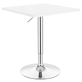 WOLTU Stehtisch Bartisch Bistrotisch, Partytisch, Design Tisch mit Trompetenfuß, drehbare Tischplatte aus robustem MDF, höhenverstellbar, Dekor, Weiß BT03ws