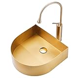 Gold-Einzelbecken-Halbkreisspüle Küchenbarspüle Aufgesetzte Spüle aus Edelstahl 304 mit Ablaufgarnitur und Wasserhahn (Farbe: Silber, Größe: 36 x 36 x 10 cm)