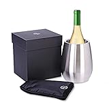 VESTAhome doppelwandiger Weinkühler mit Kühlmanschette - Flaschenkühler aus Edelstahl - für Flaschen bis 1,5 L - Manschette für langanhaltende Kühlung