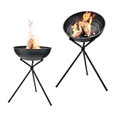 Dangrill 2-in-1 schwenkbare Feuerschale, Feuerstelle mit Ø 56 cm Durchmesser, in schwarz lackiertem Stahl, Feuerschalen für den Garten, Outdoor-Feuerkorb