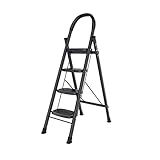 4-Stufen-Klappleiter mit praktischem Griff und Anti-Rutsch-Pedal, leichte Mehrzweckleiter, Karbonstahlleiter für Küche und Haushalt