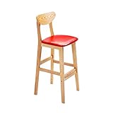 MOBYAT Barhocker PU-Kissen-Barstuhl – Bar im nordischen Stil mit Rückenlehne, Holzständer, hoher Frühstücksstuhl für die Theke, Zuhause, Bar, Lounge, Höhe: 73 cm, 4 Farben, Haltbarkeit (F