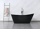 freistehende Badewanne, SPA-Boot-Design quadratische Acryl-Standwanne 170 cm schwarz, Maße: ca. 170 x 75 x 72 cm - Fassungsvermögen: 240