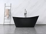 freistehende Badewanne, SPA-Boot-Design quadratische Acryl-Standwanne 170 cm schwarz, Maße: ca. 170 x 75 x 72 cm - Fassungsvermögen: 240