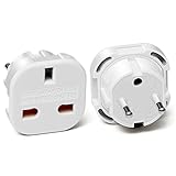 Hearkey Steckdosenadapter England zu Deutschland Stecker, Reiseadapter Typ G UK Adapter 2er-Pack Weiß, Europa Universal Reisestecker Kindersicherung für Frankreich,Irland,Niederlande, Polen, Schweden