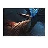 HOWDA Abstrakte Bilder Leinwand Anime Poster Fantasy Mädchen Gemäldewerk Frauen Rothaarige Engelsflügel Engel Fantasie Wand Bilder Leinwand Bild Dekor (30x45cm Kein Rahmen)
