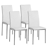 Albatros Esszimmerstühle 4er Set Verona, Weiss - Edles Italienisches Design, Kunstleder-Bezug, bequemer Polsterstuhl - Moderner Küchenstuhl, Stuhl Esszimmer oder Esstisch Stuhl