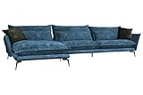 KAWOLA Sofa Skye Ecksofa Sofa Couch Wohnlandschaft Sofa gepolstert samt Velvet Sofa Relaxsofa Kinosofa Megasofa Sofa Recamiere Links Stoff Velvet Farbe Petrol