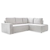 MIUFORM Sofa Cord 247 cm x 194 cm x 89 cm, Ecksofa mit Schlaffunktion und Bettkasten - Brave Dave L- Couch L Form Sofa L Form, Wohnlandschaft mit Schlaffunktion, Cord Sofa Beige, Rechts ausgerichtet