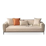 VanderHOME Anti-Rutsch Sofabezug Wasserdicht Sofa überwurfdecke für Verschütten Abnutzung und Riss Schützen Super Elastisch Stretch Sofa Protector Schutz vor Haustier Katze Hunde 110 * 240cm-Beige