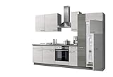 Express Küchen Plan 300 cm, weiß, Arbeitsplatte Eichefarben grau, ohne E-Geräte Küchenzeilen, Holz, EXZ300M020GT0R_1035160