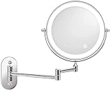 FARUTA LED-Make-up-Spiegel mit Bildschirm-Touch-Dimmschalter, 20,3 cm, doppelseitig, zur Wandmontage, Badezimmer, ausziehbar, Vergrößerung, Silber, 3X (Farbe: Silber, Größe: 3X)