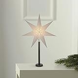 Stehlampe Weihnachtsstern Elice von Star Trading, 3D Papierstern Weihnachten mit Holz-Fuß Braun, Dekostern Stehleuchte mit Kabelschalter, E14, Höhe: 85 cm