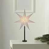 Stehlampe Weihnachtsstern Elice von Star Trading, 3D Papierstern Weihnachten mit Holz-Fuß Braun, Dekostern Stehleuchte mit Kabelschalter, E14, Höhe: 85 cm