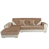 Heimtextilien-Dekoration, Samt-gesteppter Couch-Sofabezug, weiche Sofa-Sektionsbezüge, Rutschfester Sofa-Schonbezug, kompatibel mit Hunden, Katzen, Haustieren, Liebessitz, Liegestuhl, Leder, L-förmi