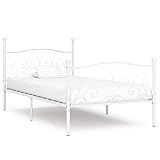 vidaXL Bettgestell mit Lattenrost Metallbett Einzelbett Bett Schlafzimmerbett Bettrahmen Ehebett Schlafzimmermöbel Weiß Metall 90x200cm